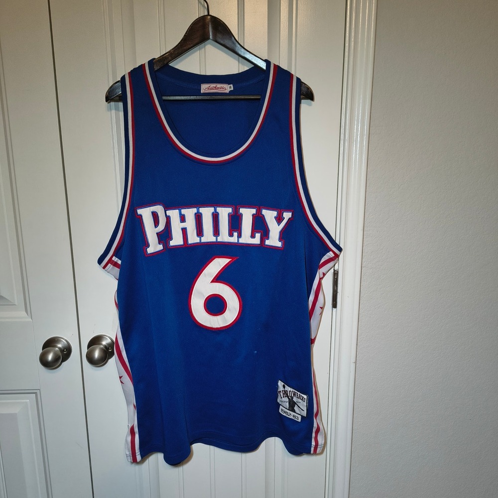 Julius Erving Philly 6 Throwbacks Basketball Jersey 1982-83 Dr J Blue XL